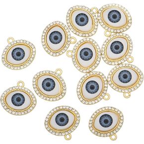 Pack of 20 Big Eyes Turkish Blue Evil Eys Charms Gold Plated Base Pendants for Jewelry Making Necklace Bracelets Earrings