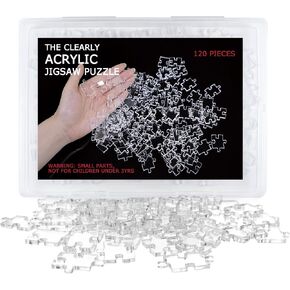 Jigsaw Puzzles for Adults 120 Pieces, Clear Hard Acrylic Impossible Puzzles for Adults Family Game Nights, Challenging Puzzle Pieces Fit Together Perfectly, Finished Size 10.6" x 7.1"