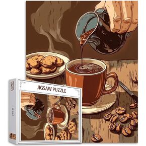 Breakfast Jigsaw Buzzles 1000 قطعة للبالغين ، والعائلات (القهوة ، والكعك ، والبطاطا المقلية ، والفراولة ، والبيض) تتناسب مع بعضها البعض مثالية 19.7'x27.6'in