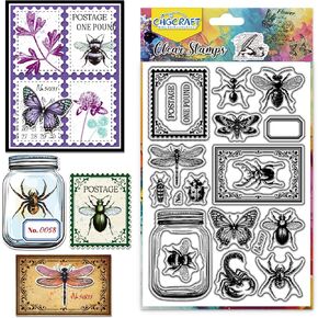 CHGCRAFT Insects Stamps Clear Stamp Silicone Clear Stamps Transparent Handicraft Stamp for DIY Scrapbooking Photo Album Decorative Cards Making, Insects, 6.3x4.3inch