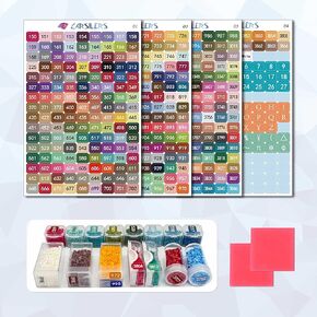 Carsilers Label Stickers for Diamond Art Storage Kits Boxes,576 Color Number Letters Symbols Stickers，Cross Stitch Supplies Diamond Painting Accessories with Blank Label and Wax，Square（1 Set）