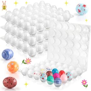 60 PCS بيض عيد الفصح البلاستيكي مع كرتونات واضحة للحرف اليدوية المزيفة للطلاء للأطفال البالغين هدية عيد الفصح ، 30 قطعة لكل كرتون