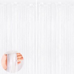 Orange 2 Pack Metallic Tinsel Foil Fringe Curtains, 3.3x8.3 Feet Orange Streamers for Party, Door Streamers Party Decorations, Party Streamers for Birthday Christmas Party Decorations