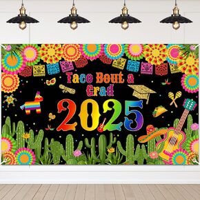 Avezano Mexican Fiesta Graduation Backdrop Taco Bout a Grad 2025 Graduation Banner Fiesta Theme Congrats Grad Party Supplies Class of 2025 Banner 70.8 x 43.3 Inch