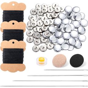 أزرار التنجيد المفروشات CraftyDream مجموعة الإبرة Tufting Tufting و Thread 50 مجموعة أزرار تغطية الأزرار مع أدوات 98 ياردة خياطة خياطة شمعية ، إبر طويلة الثقيلة لخياطة قماش القماش DIY