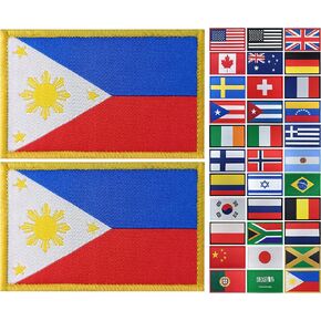 JBCD 2 Pack Philippines Flag Patch Filipino Flags Tactical Patch Pride Flag Patch for Clothes Hat Patch Team Military Patch