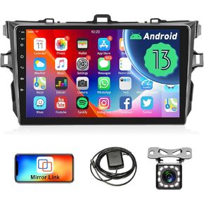 Rimoody Car Stereo Radio for Toyota Corolla 2009 2010 2011 2012 2013, Rimoody Android 13 GPS Navigation WiFi 9'' Touch Screen Mirror Link Bluetooth FM/RDS USB EQ+ Backup Camera