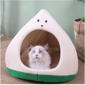 Cat Nest Peach Apple Zongzi Shaped Cat Sofa Bed Cute and Comfortable Pet Cat House Removable Nest Cushion Indoor Multifunctional Decorative Pet Bed Suitable for Small Cats and Dogs (Peach,S)