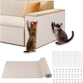 حامي الأثاث Cat Scratch ، 78.7 "x15.8" حصيرة كبيرة لذاتها ، سجادة مقاومة للخدش قابلة للتخلي عن الأريكة ، الجدار ، الحماية من الأشجار والباب ، خدش القط الداخلي المتين (قبالة أبيض)