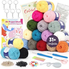 Katech 18 Pack Yarn acrylic yarn for crocheting-soft crochet knitting karn for crafts-31+project leases great legenners kits w/step-by step step