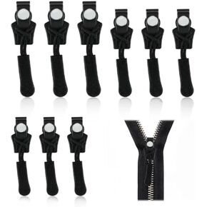 Universal Zipper Repair Kit with 9 Sliders (3 Sizes) - Instant Fix for Broken Zippers on Jackets, Bags, Luggage & Jeans | No Tools Needed, Durable Snap-On Replacement