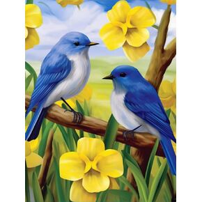 Bimkole 5D Diamond Painting Kits Blue Bird, Full Drill Flowers DIY Rhinestone Embroidery Set Paint with Diamonds Art by Number Kits Cross Stitch Home Wall Craft Decoration 12X16 inch