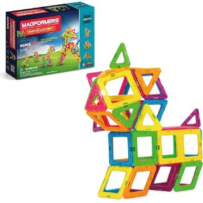 مجموعة Magformers Neon 60pc - لبنات البلاط المغناطيسي ، مجموعة تعليمية ، مجموعة ألعاب جذعية - بلاط البناء المغناطيسي للأطفال لتطوير قدرات حل المشكلات والتعرف على الشكل