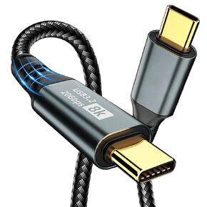AKWOR 6.6FT USB C to USB C Monitor Cable, 8K@60HZ HD Video Output, USB C 3.2 Gen 2 20Gbps Data Transfer, 100W Charging Cable for iPhone 15 Pro Max Plus, Thunderbolt 3/4 MacBook, iPad Pro and More