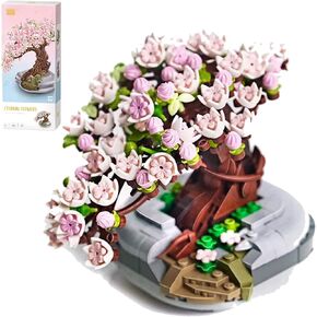 Cherry Bonsai Tree Set, Micro Mini Bricks Flower Model Building Block Set, 426PCS Artificial Cherry Blossom Flower Bouquet Building Kit for Kids Girls, Color Change Flower Toy Set(Pink)