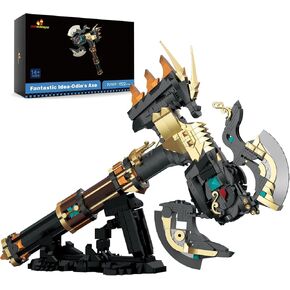 JMBricklayer Axe Weapon Building Blocks Set 70169, Chinoiserie Weapon Axe Model Kit with Base, Home Office Display, Cool Cosplay Action Figures Weapon Toy, Gift for Adults Kids Anime or Movies Fans