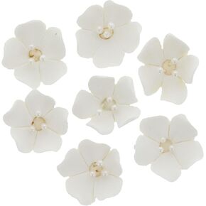 Global Sugar Art Blossom Sugar Wedding Cake Flowers White with Pearl Stamens, Unwired, 100 Count by Chef Alan Tetreault