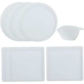 Round Coaster Silica Gel Molds Sets 3 Pcs Round and 3 Pcs Square Coaster Resin Molds with 1Pcs Silica Gel Mixing Cup for DIY Resin Coasters Bowl mats, Home Decoration and Candle Holders