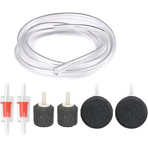 Arrerr 7 Pack Aquarium Airline Tubing Check Valve Air Stones Bubbler Bubble Stone Kit لأحواض السمك المضخة Air Air Oxygen Freshwater Fish Fish Tank -Tanking 12 Feed Standard 3/16 "Tube