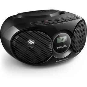 Philips Portable CD Player Boombox, Stereo Dynamic Bass Boost Speakers, Lightweight FM Radio CD Player with LCD Display, USB Playback, Aux Line-in, Boombox CD Player Portable for Home