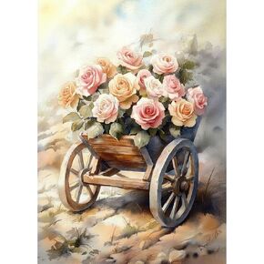 Heibago Diamond Art Painting مجموعات للبالغين ، فلاور 5D Diamond Painting Kits للبالغين المبتدئين ، DIY Rose Flower Clime Gem Crystal Art Paint by Diamond ، Home Wall Decor