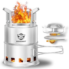 Bestargot Camping Stove, Portable Gas Stove/Wood Stove with Carrying Bag, Dual Fuel Backpacking Stove for Camping, Hiking, Trekking, Fishing, Hunting and Emergency Use
