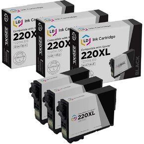 LD Products Remanufactured Replacement for Epson 220XL Ink Cartridges 220 XL T220XL120 High Yield (Black, 3-Pack) for XP-320, XP 420, XP-424, Workforce WF-2630, WF-2650, WF2660, WF-2750, WF-2760