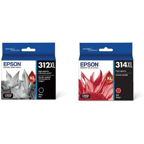 Epson T312XL120 Claria Photo HD Black High Capacity Cartridge Ink & T314XL Claria Photo HD Ink - Red (T314XL Red)