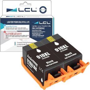 LCL 910XL Black Ink Cartridges Pigment Replacement for HP 910 XL Ink for HP OfficeJet Pro 8025 8035 8020 8028 8024 and for OfficeJet 8022 8015 8010 8012 8014 8018 Printers (2-Pack)