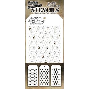 Tim Holtz - Stampers Anon stencil 3/pkg ، shifter harlequin