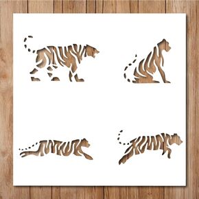 Tiger Stencil | Reusable African Woodland Animal Silhouette Stencils for Painting on Wood, Glass, Wall, Rock, Walls, Glassware, Canvas (6x6)