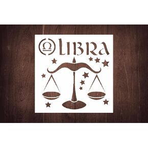 stency libra zodiac stencil - 5.5 × 5.5 بوصة قالب قابل لإعادة الاستخدام لحرف التنجيم DIY ، فن الأبراج ، الرسم الروحي