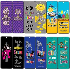 NewEights What Would Jesus Do WWJD Christian Bookmarks for Kids (60-Pack) – Daily Motivational Card Set – Collection Set Book – Ideal Giveaway for Church Members