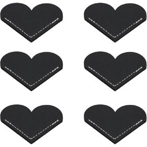 Lilaly 6 Pcs Leather Heart Bookmarks, Book Accessories for Women, Kids,Gifts for Book Lovers （Black） in Kuwait