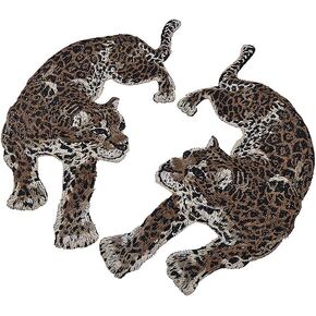 Acxico 1Pair Leopard Embroidery Patches for Coat Jacket Jeans Applique Sew on Supplies