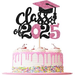 1 Pack 2025 Graduation Cake Topper Glitter Grad Cap Diploma 2025 Senior Cake Pick for School Graduation Theme Party Cupcake Decoration Supplies Green Black