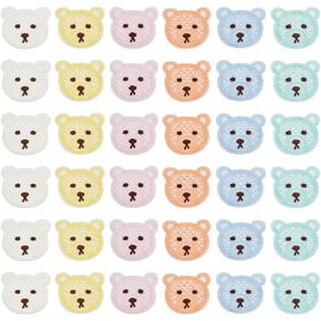 Fingerinspire 36 PCS 6 ألوان Crochet Bear Head Patches 1.9x1.9inch Cartoon Animal Sew on the Severiques Little Bear Crochet Patches Cute Bear Bear Reblequive Chakende Patch for Clothing