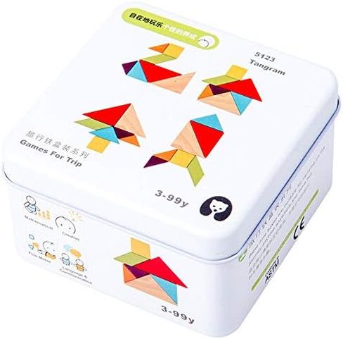 Educational Montessori Wooden Travel Toys for Kids! Perfect Roadtrip Toys, Travel Toys, Compact Summer Travel Essentials, On-The-Go Fun, Portable Toddler Toys - Tangram in Saudi Arabia