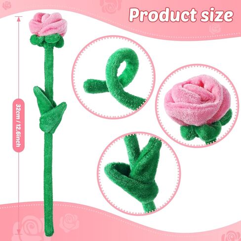 18 PCS Plush Rose Flower Flower محشوة بالثني ، لعبة باقة باقة ، ناعمة الأزهار 12.6 بوصة للتخرج 2025 عيد الأم عيد الحب فتاة صديقة للعائلة والأصدقاء (سلسلة وردية) in Saudi Arabia