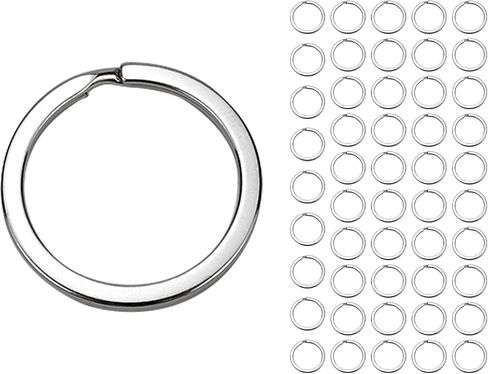 Wealrit 50 Pcs Key Rings Flat Split Keychain Rings Metal Dog Tag Rings Heavy Duty Keyrings(Gold) in Saudi Arabia