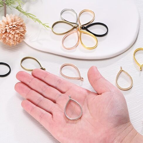 20-Pack Open Bezels for Resin, Teardrop Shape Open Back Bezel Pendants for Resin Jewelry Making/DIY Earrings Necklace, Alloy Hollow Frame Pendants [Gold Tone] in Saudi Arabia