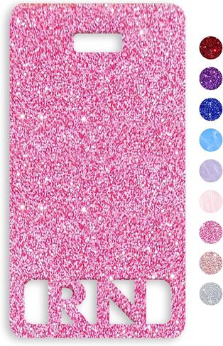 Extended RN Badge Buddy Vertical Cute Registered Nurse Badge Buddy Colorful and Glitter Acrylic RN Card Perfect Size for Extended Nursing ID (Light Pink Pearl) in Saudi Arabia