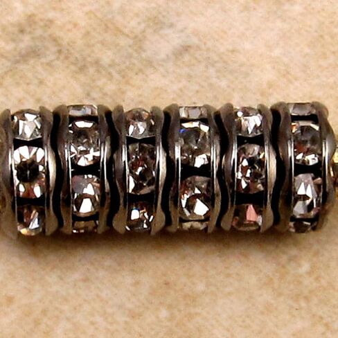 RUBYCA 100PCS Round Rondelle Spacer Bead Gunmetal Black 6mm White Clear Czech Crystal in Saudi Arabia