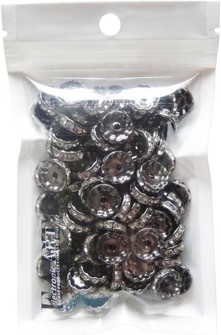 RUBYCA 100PCS Round Rondelle Spacer Bead Gunmetal Black 6mm White Clear Czech Crystal in Saudi Arabia