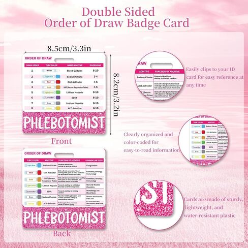 شارة Phlebotomist قابلة للسحب - بكرة شارة بضع الفصح مع حبات البطاقة المرجعية ترتيب حاملي شارات السحب مع مقطع معرف لممرضة العمل RN الهدايا phlebotomist in Kuwait