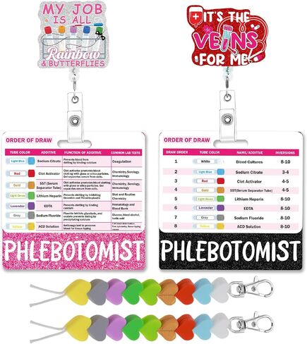 شارة Phlebotomist قابلة للسحب - بكرة شارة بضع الفصح مع حبات البطاقة المرجعية ترتيب حاملي شارات السحب مع مقطع معرف لممرضة العمل RN الهدايا phlebotomist in Kuwait