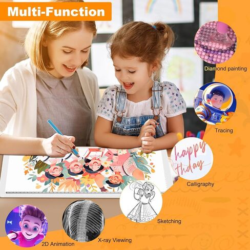Light Pad for Diamond Painting, Rechargeble A4 Art Tracing Light Board, 3 Colors 6 Levels Brightness Ultra-Slim Tracing Light Box for Weeding Vinyl Drawing Diamond Painting Sketching in Saudi Arabia