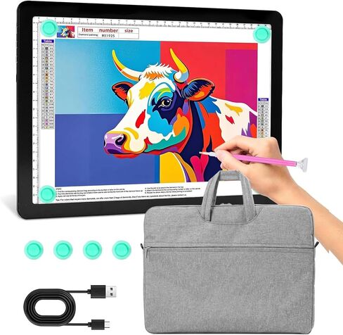 Light Pad for Diamond Painting, Rechargeble A4 Art Tracing Light Board, 3 Colors 6 Levels Brightness Ultra-Slim Tracing Light Box for Weeding Vinyl Drawing Diamond Painting Sketching in Saudi Arabia