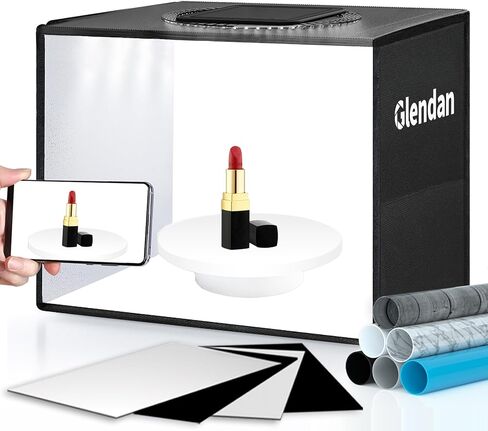 Glendan Photo Studio Light Box Photography: 20"x20" Large Photo Box with 2 Light Panels (240 LED Lights) - Professional Photo Booth with 6 Kinds Double-Sided Color Backdrops for Product Photography in Kuwait
