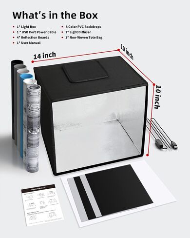 Glendan Photo Studio Light Box Photography: 20"x20" Large Photo Box with 2 Light Panels (240 LED Lights) - Professional Photo Booth with 6 Kinds Double-Sided Color Backdrops for Product Photography in Kuwait
